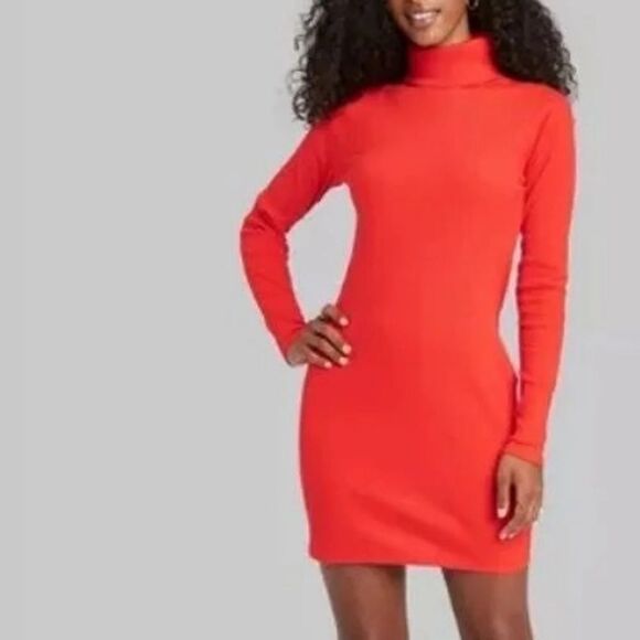 Wild Fable ribbed Turtle Neck Mini Bodycon Dress - Picture 1 of 4